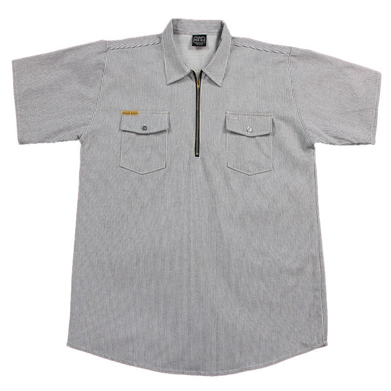 Prison Blues Work Shirt Hickory Short Sleeve w/Front Zipper