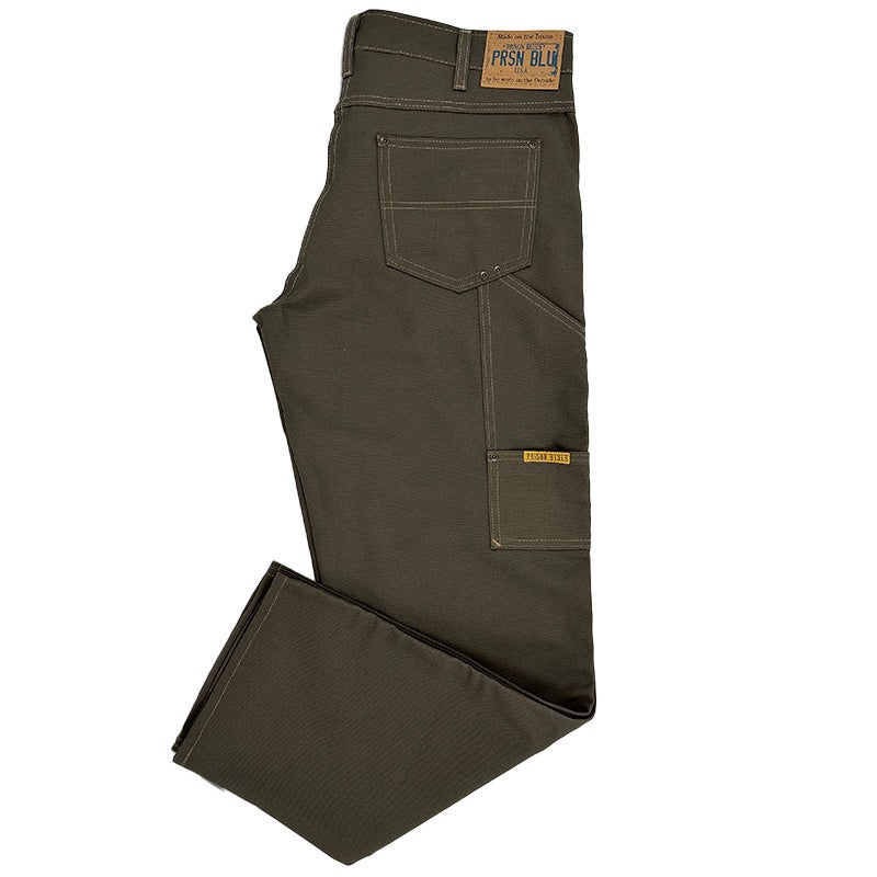 Prison Blues Double Knee Jeans without Buttons, Rigid Olive (7