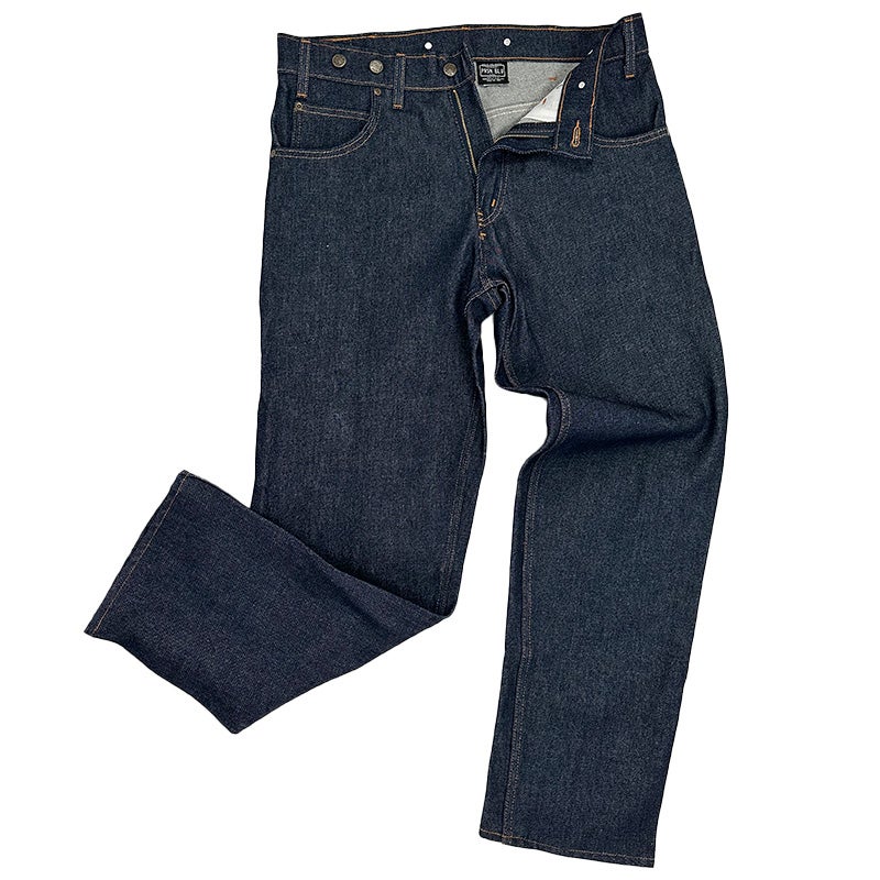 Prison Blues Work Jeans with Buttons, Rinsed Blue (7 Pocket